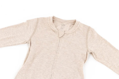 Nest Designs Basic-Bamboo Cotton Long Sleeve Drop Bottom Romper - Warm Taupe