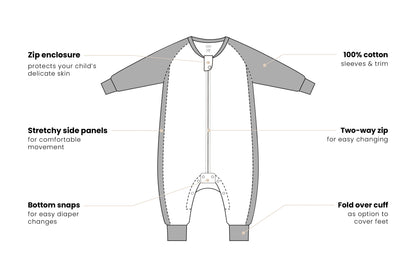Nest Designs 1.0 TOG Bamboo Long Sleeve Footed Sleep Bag - Giraffe Shapes