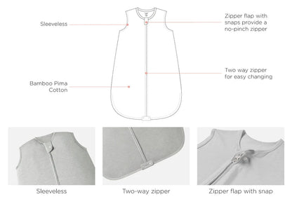 Nest Designs Bamboo Jersey Sleeveless Sleep Bag 0.5 TOG - Patone Harbor Grey