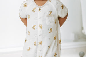 Nest Designs Bamboo Pima Short Sleeve Romper - The Lion and The Mouse