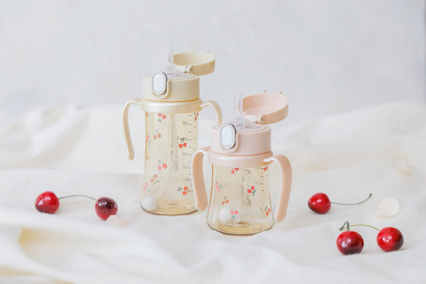 韩国Grosmimi Cherrish Weighted PPSU Straw Cup - 300ml - Rose Gold