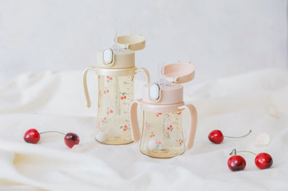 韩国Grosmimi Cherrish Weighted PPSU Straw Cup - 300ml - Rose Gold