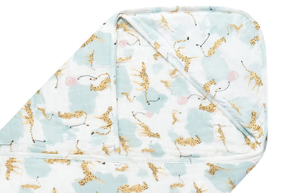 Nest Designs 9 Layer Organic Cotton Hooded Baby Towel - Cheetah Party