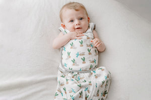 Nest Designs Organic Cotton Swaddle Sleep Bag 1.0 TOG - Lazy Rabbits(0-6M)