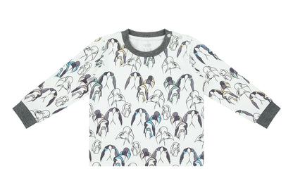 Nest Designs Organic Cotton Two-Piece Long Sleeve PJ Set - Penguin Love