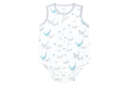 Nest Designs Bamboo Pima Sleeveless Button Down Onesie - Basking Buddies