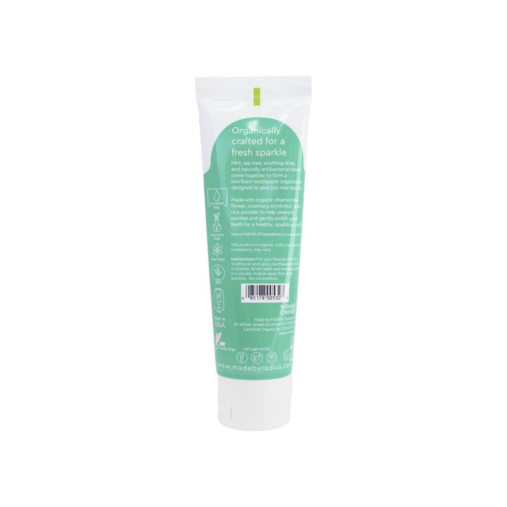 美国RADIUS Usda Organic Children'S Mint Aloe Toothpaste - 3 oz - 6mo+