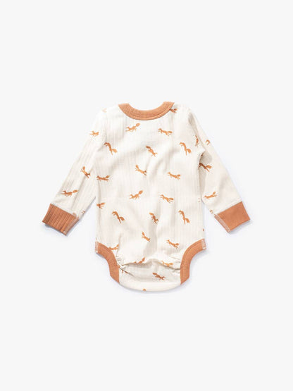 加拿大Sapling Child Fox Long Sleeve Bodysuit-有机棉华夫系列