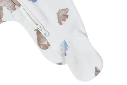 Nest Designs Organic Cotton One-Piece Zip Footed Sleeper - Rhino Hippo