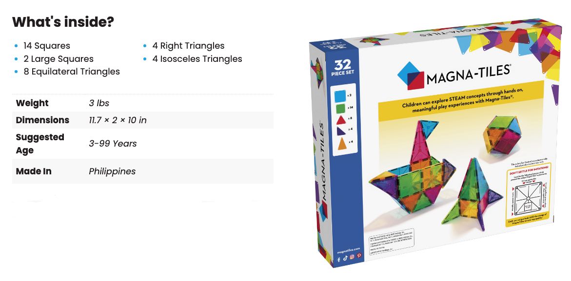 MAGNA-TILES Classic 32-Piece Set