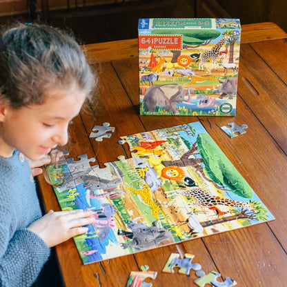 美国eeBoo绝美插画拼图 Savanna 64 Piece Puzzle儿童拼图