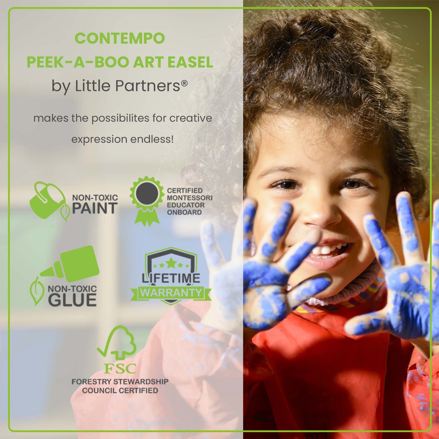 Little Partners Contempo Peek-A-Boo Art Easel - Soft White