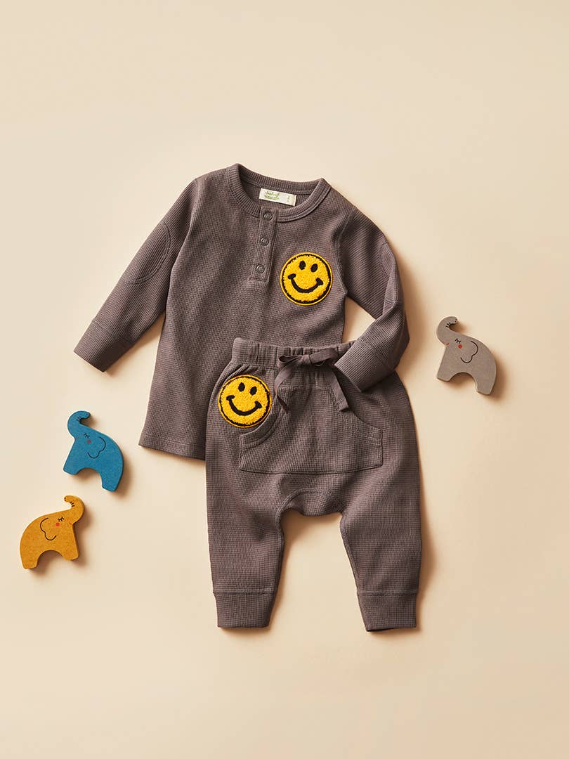 加拿大Sapling Child Be Happy Waffle Pants-有机棉华夫系列