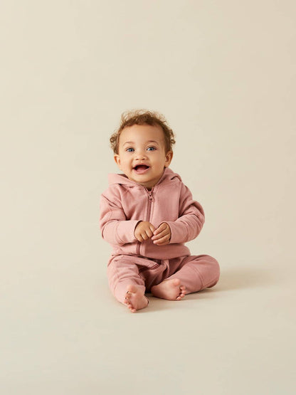加拿大Sapling Child Magnolia Pink Winter Zipsuit-有机棉华夫系列