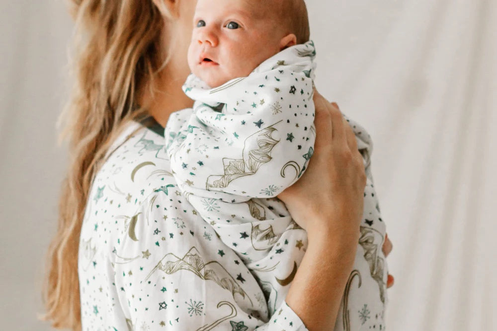 Nest Designs Women's Bamboo Pima 3/4 Sleeve Nursing PJ Set - Stars White
