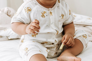 Nest Designs Bamboo Pima Short Sleeve Romper - The Lion and The Mouse