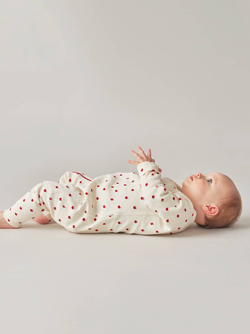 加拿大Sapling Child Apple Waffle Zip Romper-有机棉华夫系列