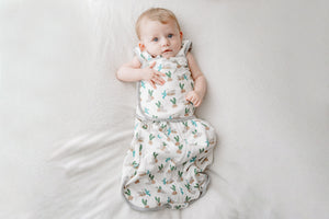 Nest Designs Organic Cotton Swaddle Sleep Bag 1.0 TOG - Lazy Rabbits(0-6M)