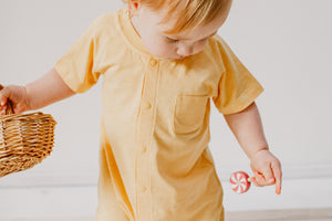 Nest Designs Bamboo Jersey Short Sleeve Romper - Pantone Sunset Gold