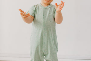 Nest Designs Bamboo Jersey Short Sleeve Romper - Pantone Harbor Grey