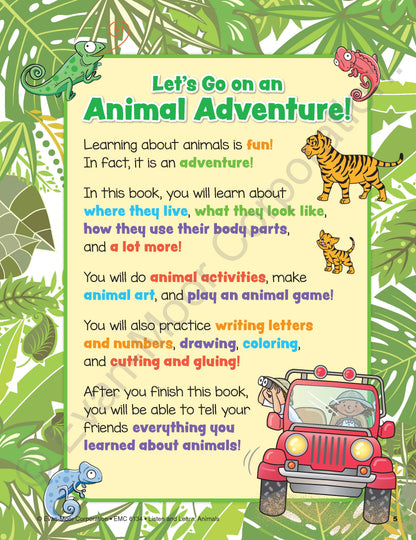 北美黄冈Evan-Moor Listen and Learn: Animals, Grade Prek Workbook