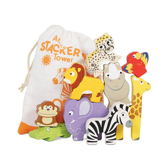 英国Le Toy Van木质非洲动物叠叠乐