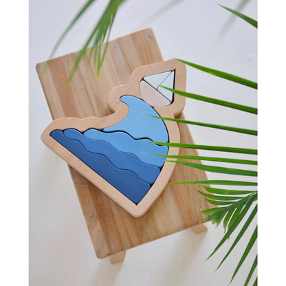 土耳其L and Wood 浪花与小船木质积木拼图