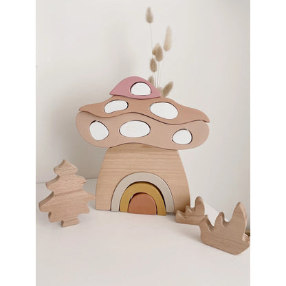 土耳其L and Wood 蘑菇房子木质叠叠乐