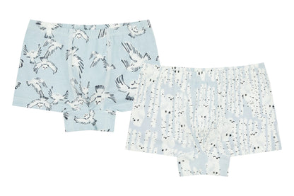 Nest Designs Bamboo Boys Boxer Briefs Underwear (2 Pack) - Owls