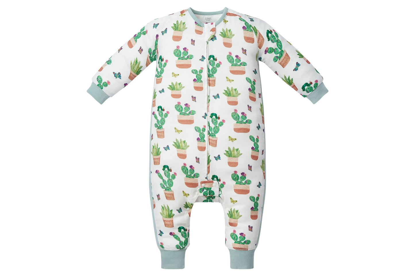 Nest Designs Bamboo Long Sleeve Footless Sleep Suit 0.6 TOG - Eric Carle I spy Cacti
