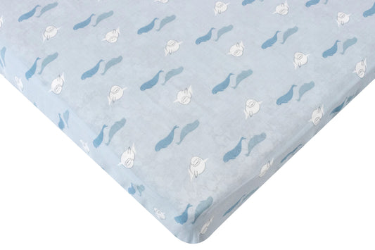 Nest Designs Fitted Bamboo Crib Sheet - Beluga Boogie