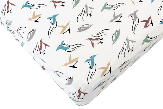 Nest Designs Fitted Organic Cotton Twin Sheet - Rainbow Swim