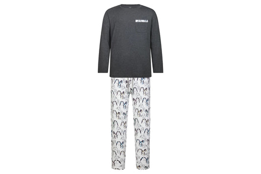 Nest Designs Men's Organic Cotton Long Sleeve Pocket Tee PJ Set - Penguin Love