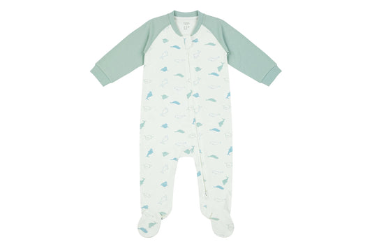 Nest Designs Organic Cotton One-Piece Zip Footed Sleeper - Baby Beluga