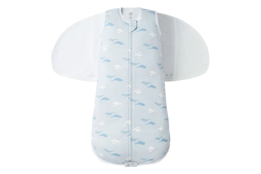 Nest Designs Organic Cotton Swaddle Sleep Bag 1.0 TOG - Beluga Boogie 0-6M