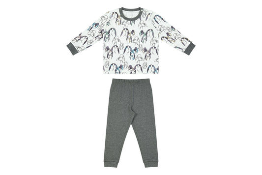 Nest Designs Organic Cotton Two-Piece Long Sleeve PJ Set - Penguin Love