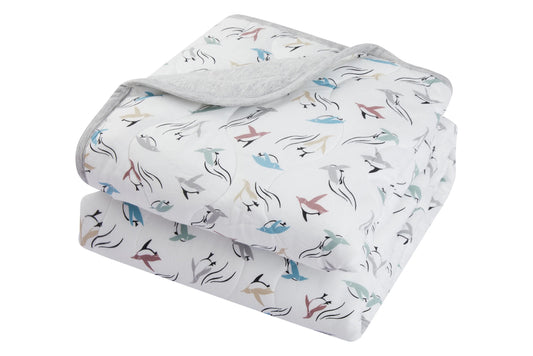Nest Designs Small Quilted Bamboo Winter Blanket 3.2 TOG - Rainbow Swim