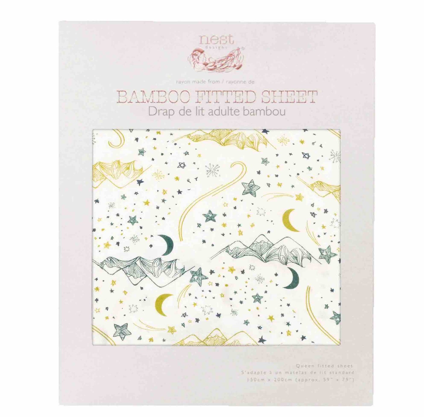 Nest Designs Bamboo Fitted Adult Bed Sheet - Stars White