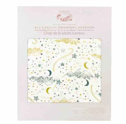 Nest Designs Bamboo Fitted Adult Bed Sheet - Stars White
