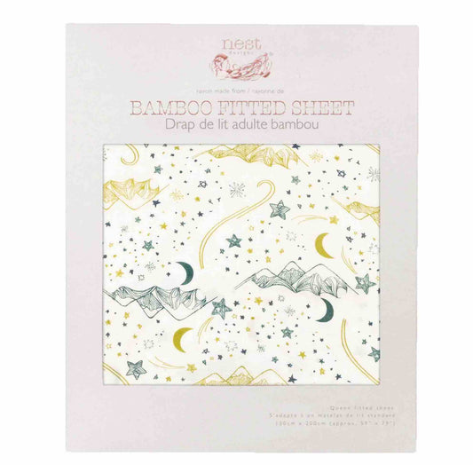 Nest Designs Bamboo Fitted Adult Bed Sheet - Stars White