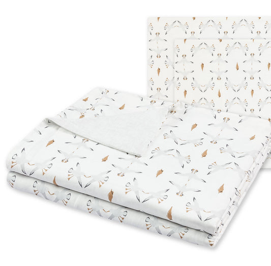 Nest Designs Bamboo 3 Piece Adult Duvet and Pillowcase Set - Seagulls & Seashells