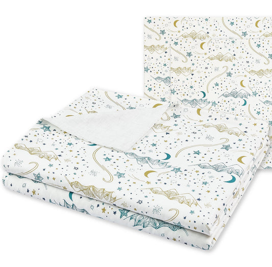 Nest Designs Bamboo 3 Piece Adult Duvet and Pillowcase Set - Stars White