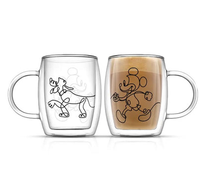 美国JoyJolt-Disney Mickey and Pluto Coffee Glasses-400ml-2个装