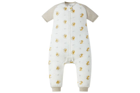 Nest Designs Raglan Bamboo Pima Short Sleeve Footed Sleep Bag 0.6 TOG -The Lion and The Mouse