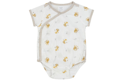Nest Designs Bamboo Pima Short Sleeve Kimono Onesie - The Lion and The Mouse