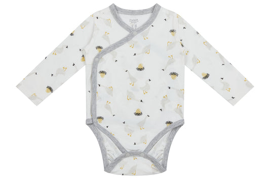 Nest Designs Bamboo Long Sleeve Kimono Onesie - The Goose & The Golden egg