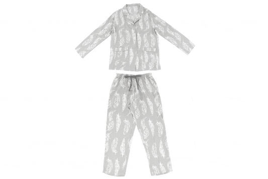 Nest Designs Women's Bamboo Pima Long Sleeve Button-up PJ Set - Feather Grey