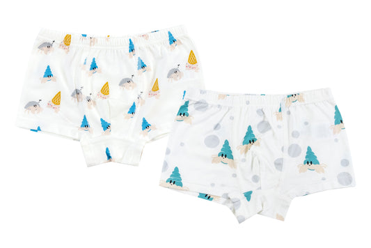 Nest Designs Bamboo Boys Boxer Briefs Underwear (2 Pack) - Hermit Crab