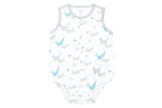 Nest Designs Bamboo Pima Sleeveless Button Down Onesie - Basking Buddies