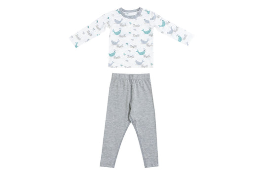 Nest Designs Bamboo Jersey Two-Piece Long Sleeve PJ Set - Basking Buddies
